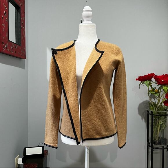 NEW Ann Taylor Wool Two Tone Asymmetrical Academia Blazer Sweater Jacket XSP - Picture 2 of 16